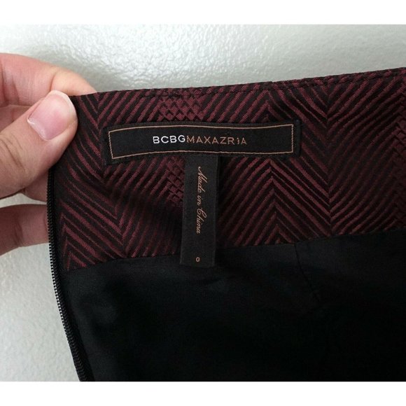 BCBG Max Azria Burgundy Red Pleated Party Skirt - Picture 5 of 6